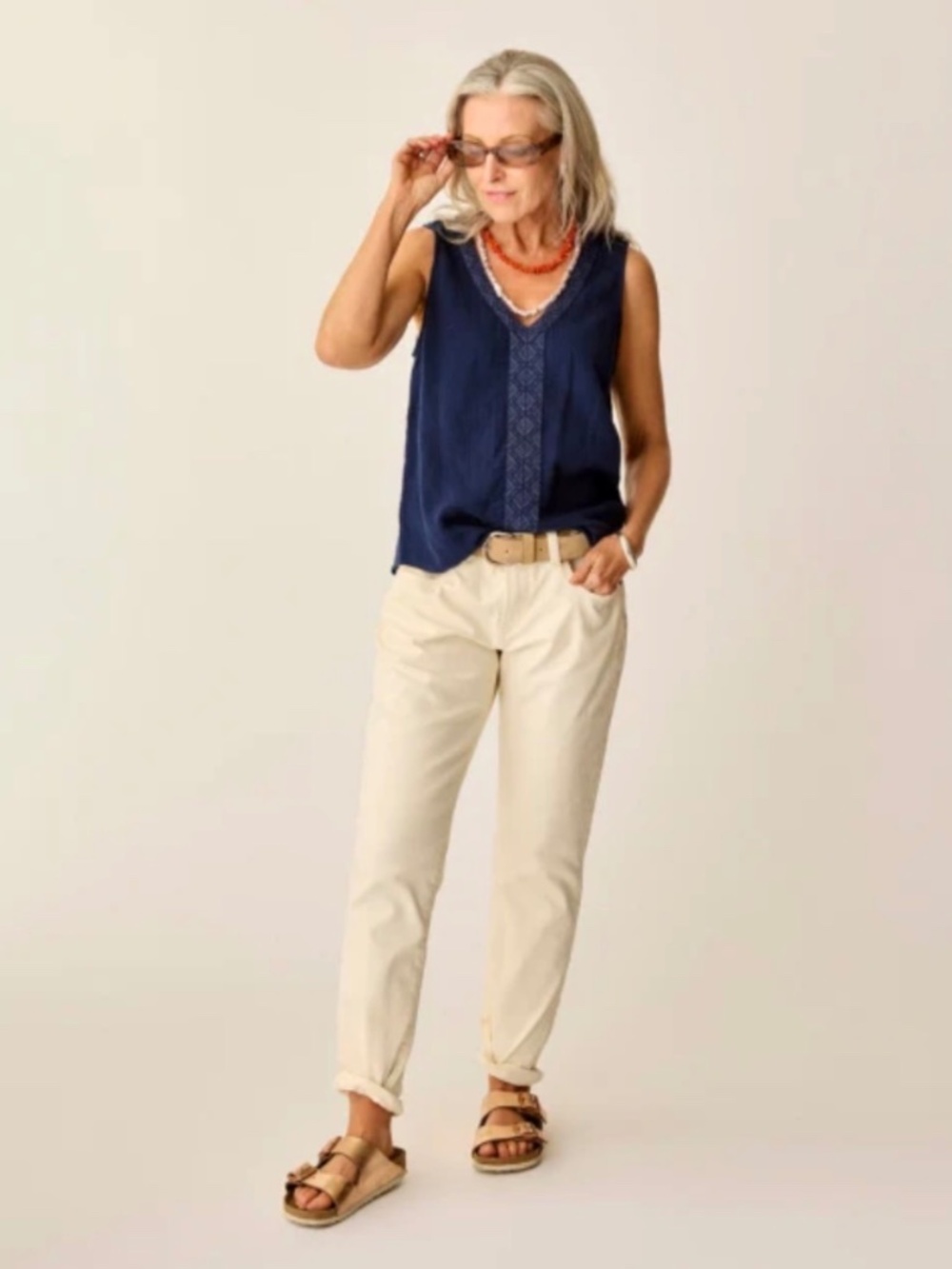 NWT Carve Designs Kayla Gauze Tank — Navy